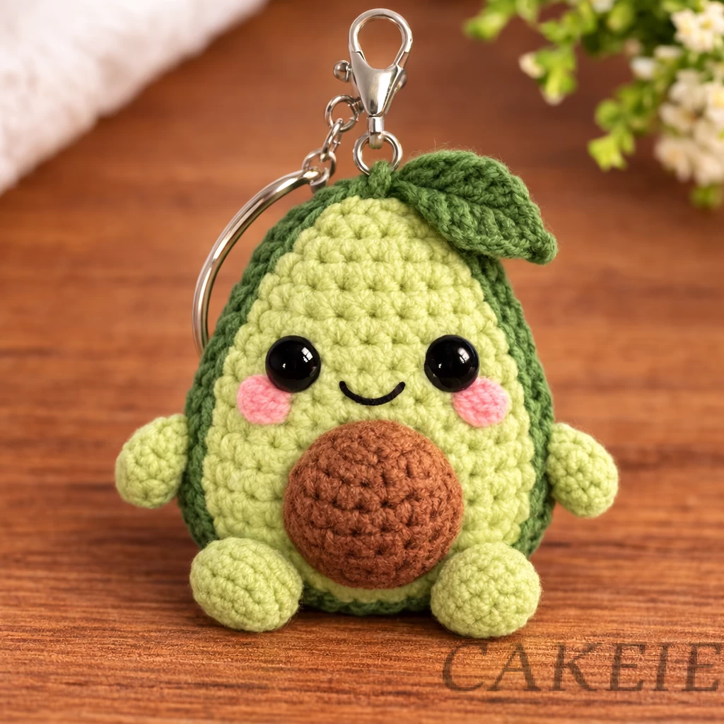 Crochet Avocado Keychain